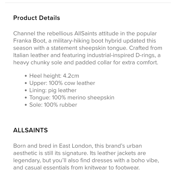 Like New! All Saints Franka Shearling Boots size 36 - Picture 5 of 14